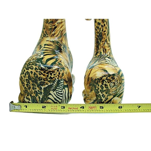 La Vie 1980's Ceramic Giraffe Mother & Baby Safari Patchwork Figurines 2 Pieces - Picture 9 of 12